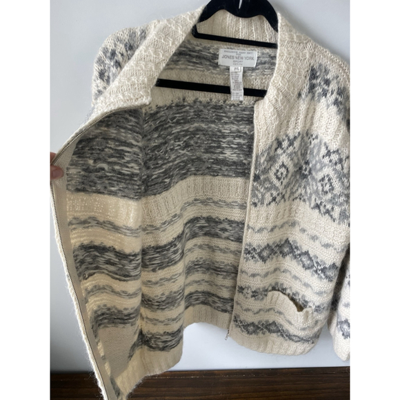 Jones New York Women's Hand Knit Full Zip Cardigan Long Sleeve Cream Size L NWT - Picture 6 of 7